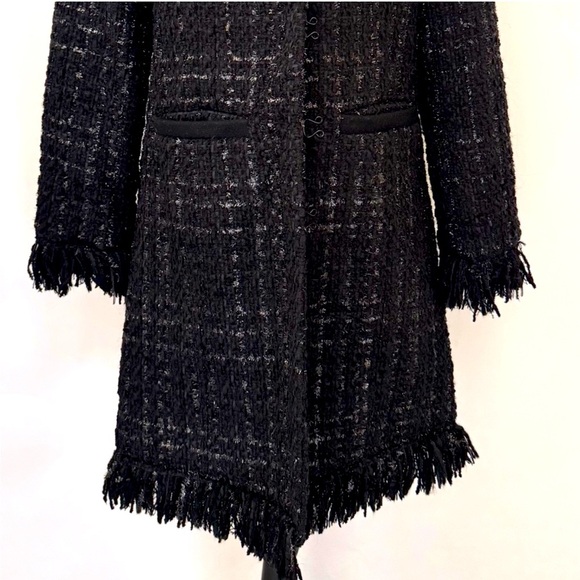 Vertigo Paris Tweed Boucle Wool Blend Fringe Trench Jacket Coat, Size XS - Picture 8 of 15